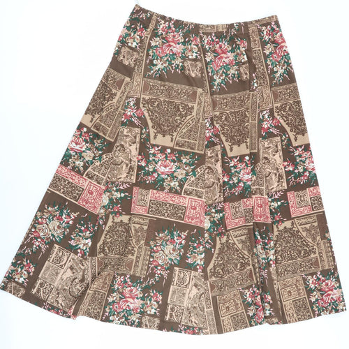 JEFFREY OHRENSTEIN Womens Brown Floral  Flare Skirt Size 16