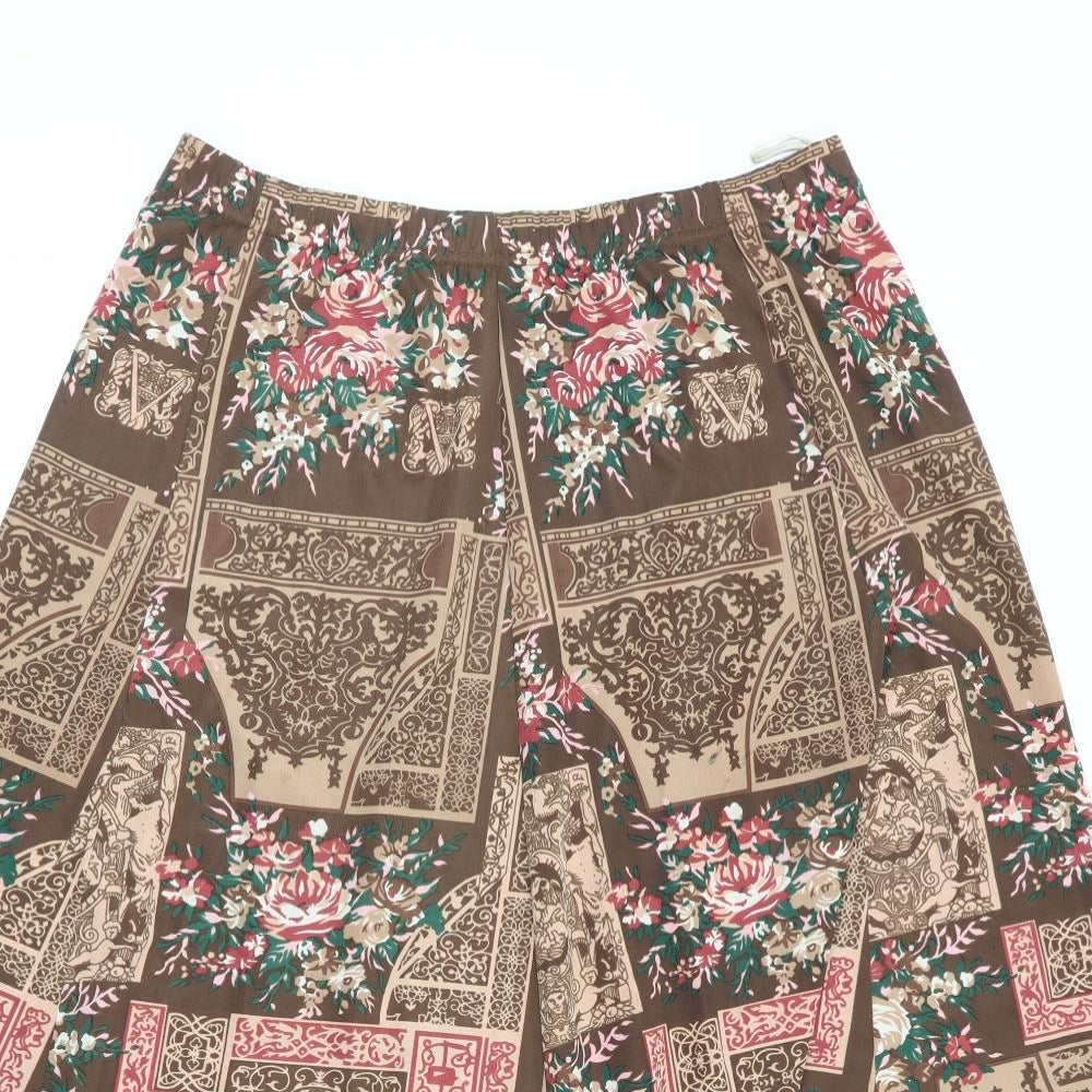JEFFREY OHRENSTEIN Womens Brown Floral  Flare Skirt Size 16