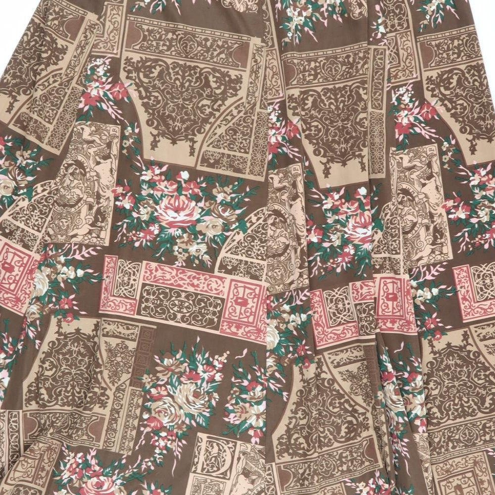 JEFFREY OHRENSTEIN Womens Brown Floral  Flare Skirt Size 16