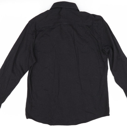 Trait Mens Black Polka Dot   Button-Up Size M