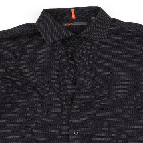Trait Mens Black Polka Dot   Button-Up Size M