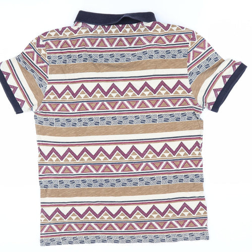 River Island Mens Brown Geometric   Polo Size S