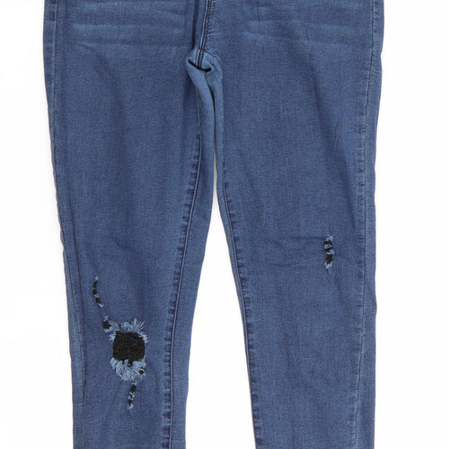 Boohoo Womens Blue   Skinny Jeans Size 12 L25 in - cropped