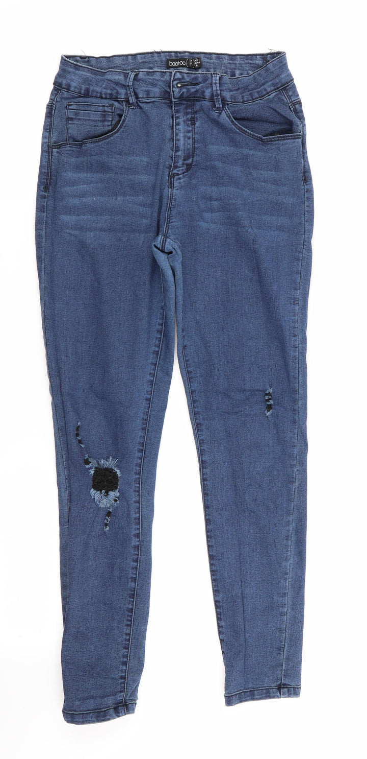 Boohoo Womens Blue Skinny Jeans Size 12 L25 in - cropped