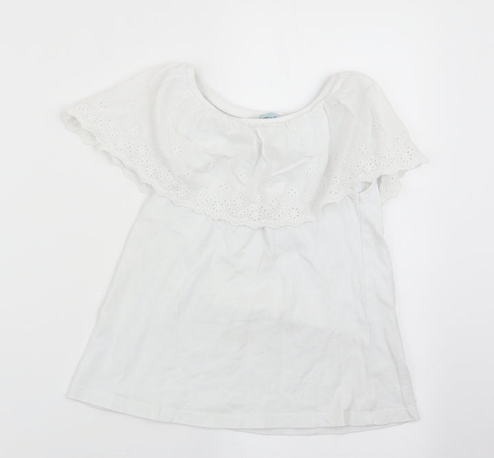 Little Dickins and Jones Girls White Floral  Basic T-Shirt Size 7-8 Years