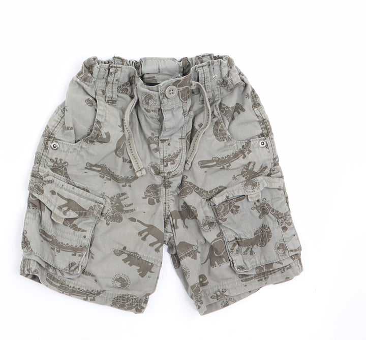 NEXT Boys Green Animal Print  Cargo Trousers Size 9-12 Months  - alagator