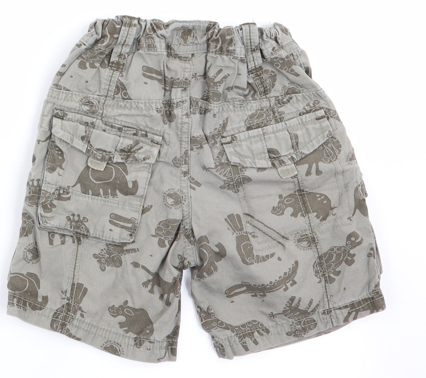 NEXT Boys Green Animal Print  Cargo Trousers Size 9-12 Months  - alagator