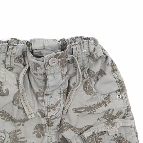 NEXT Boys Green Animal Print  Cargo Trousers Size 9-12 Months  - alagator