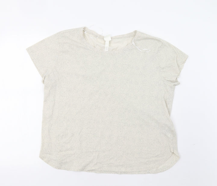 H&M Womens Ivory Polka Dot Basic Blouse Size XL