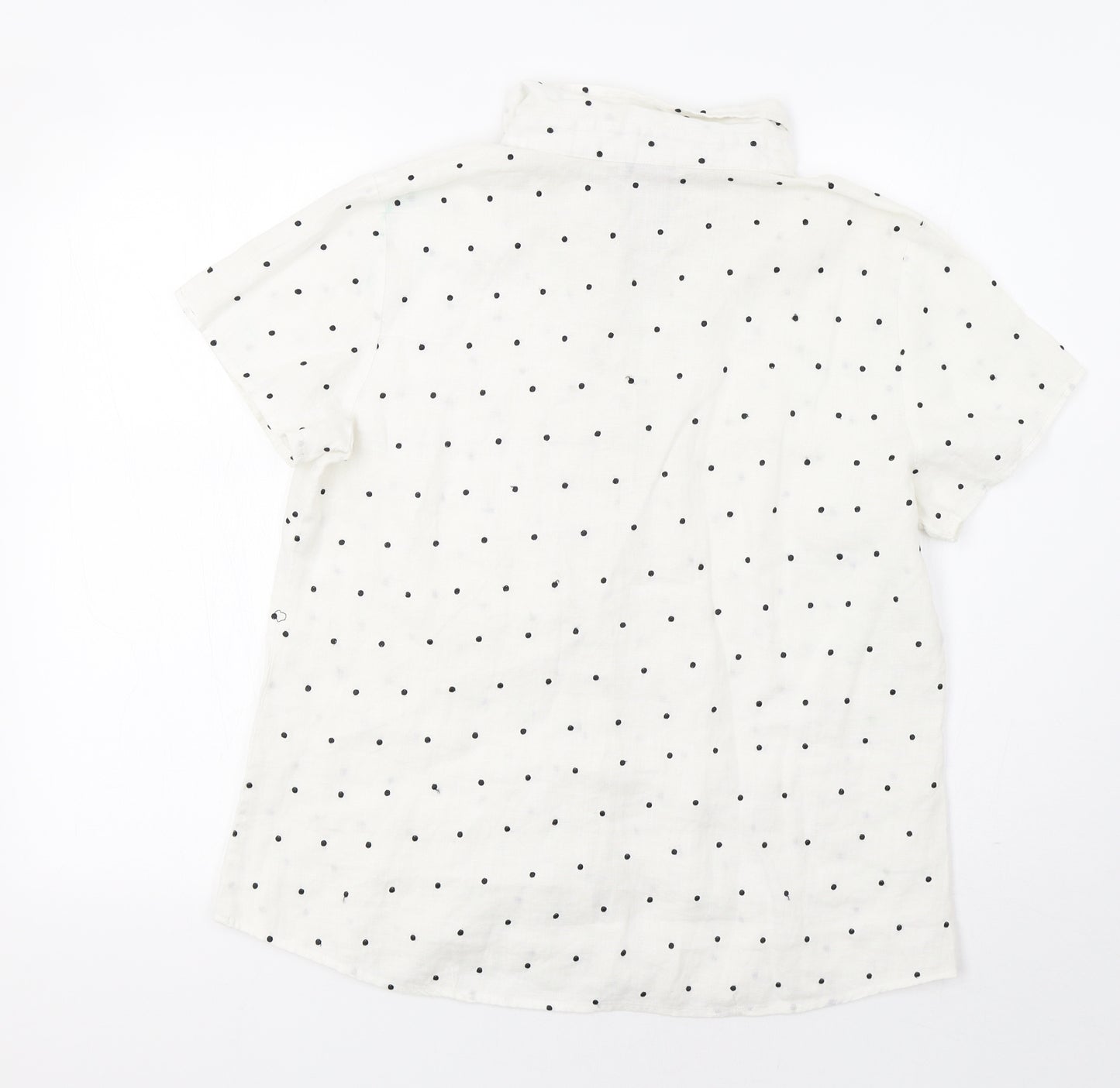 Edward Womens White Polka Dot  Basic Button-Up Size L