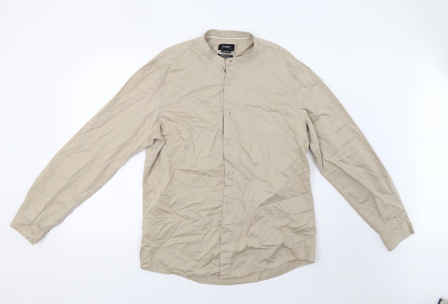 Pull&Bear Mens Beige    Button-Up Size L