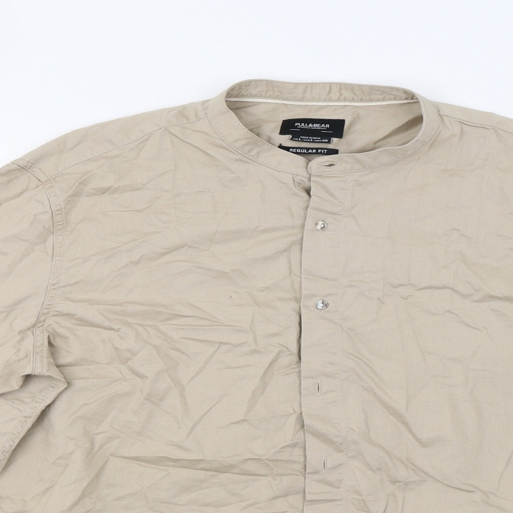 Pull&Bear Mens Beige    Button-Up Size L