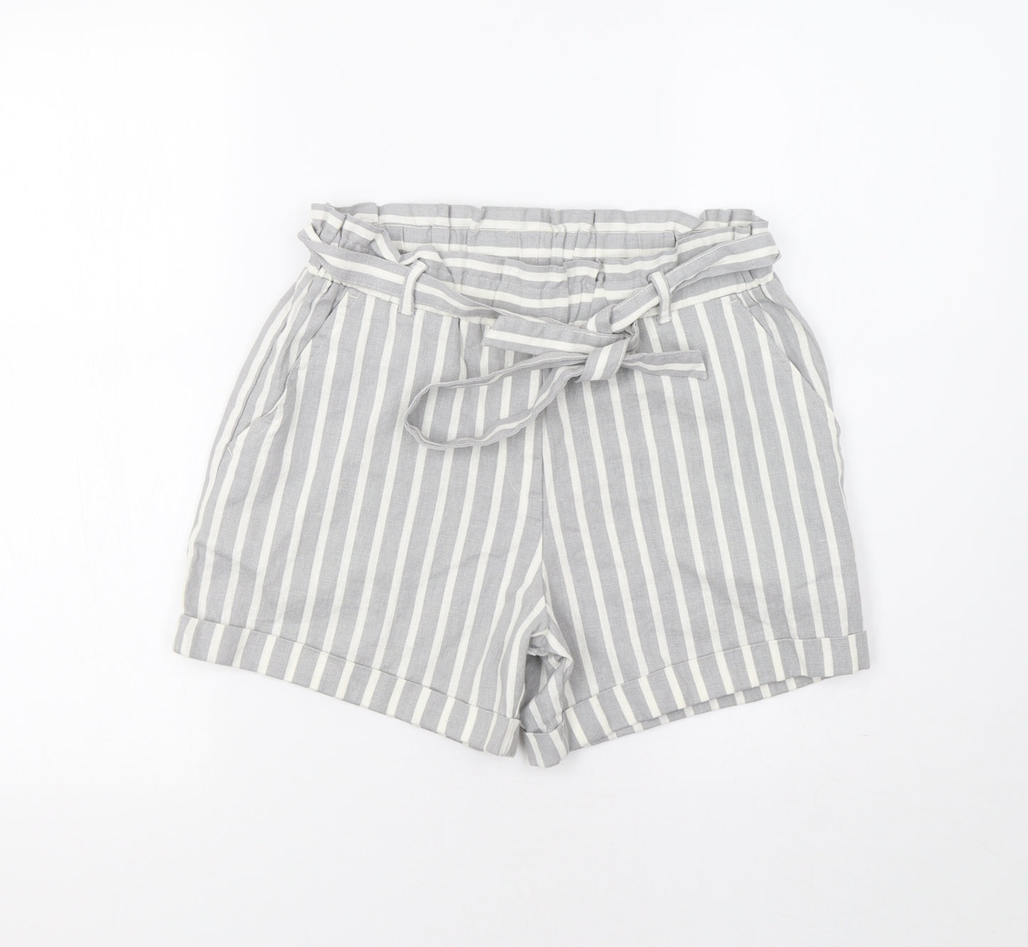 Primark Womens Grey Striped  Chino Shorts Size 8