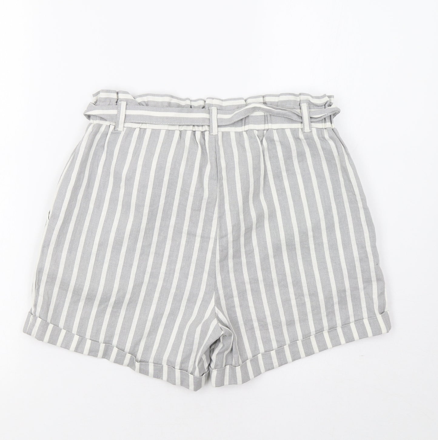 Primark Womens Grey Striped  Chino Shorts Size 8