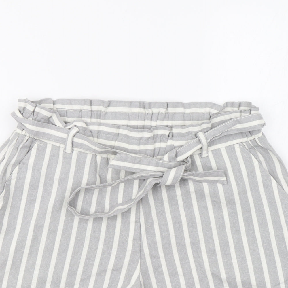 Primark Womens Grey Striped  Chino Shorts Size 8