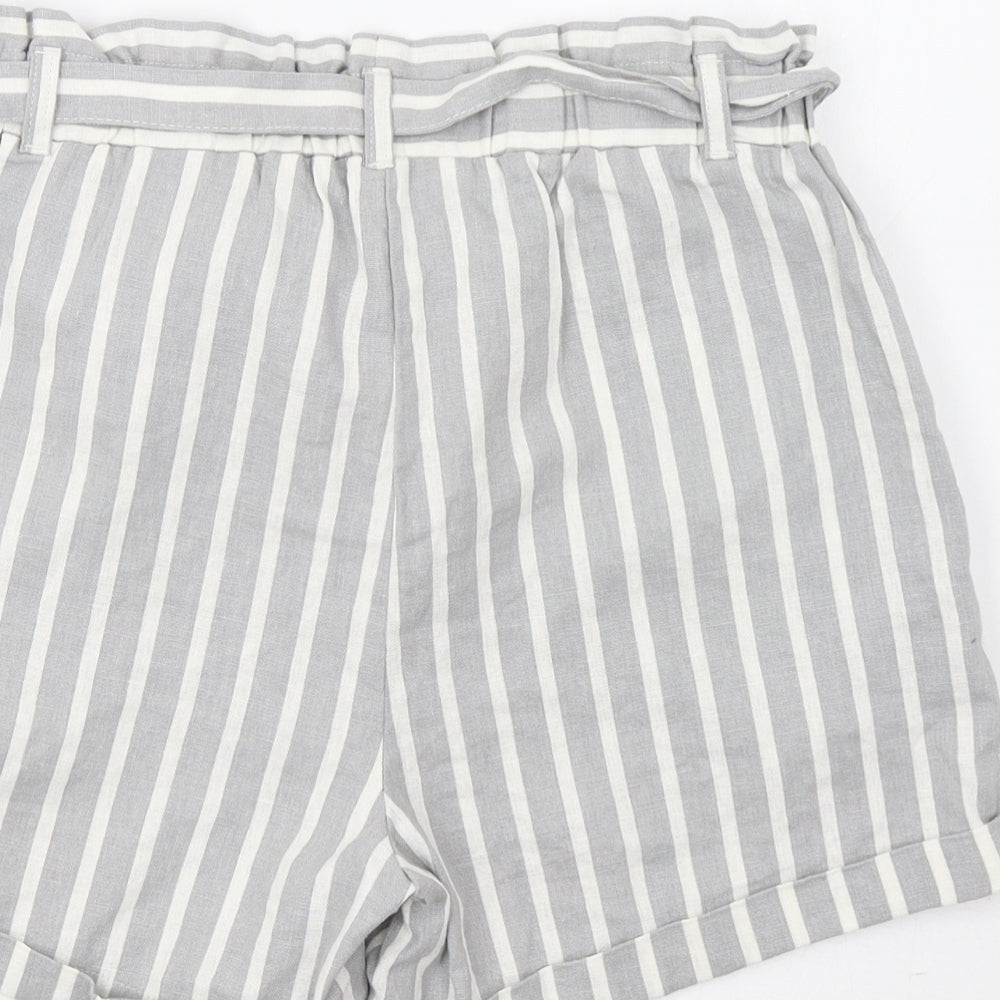 Primark Womens Grey Striped  Chino Shorts Size 8