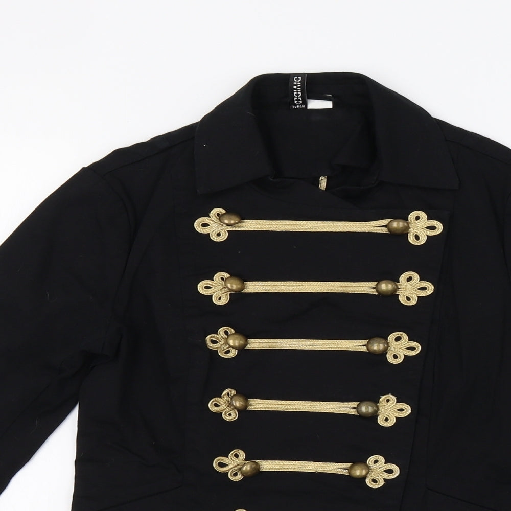 H&M Womens Black   Military Jacket Coatigan Size 10