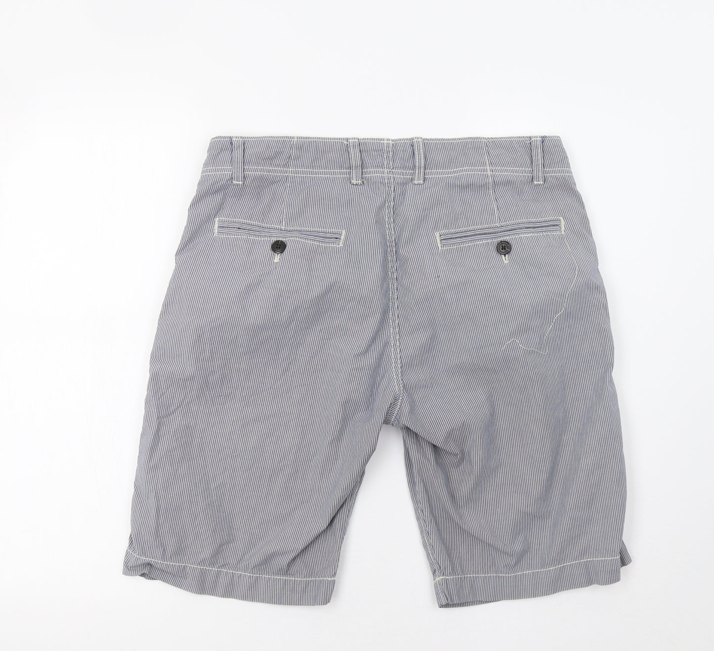 H&M Mens Blue Striped  Chino Shorts Size 32