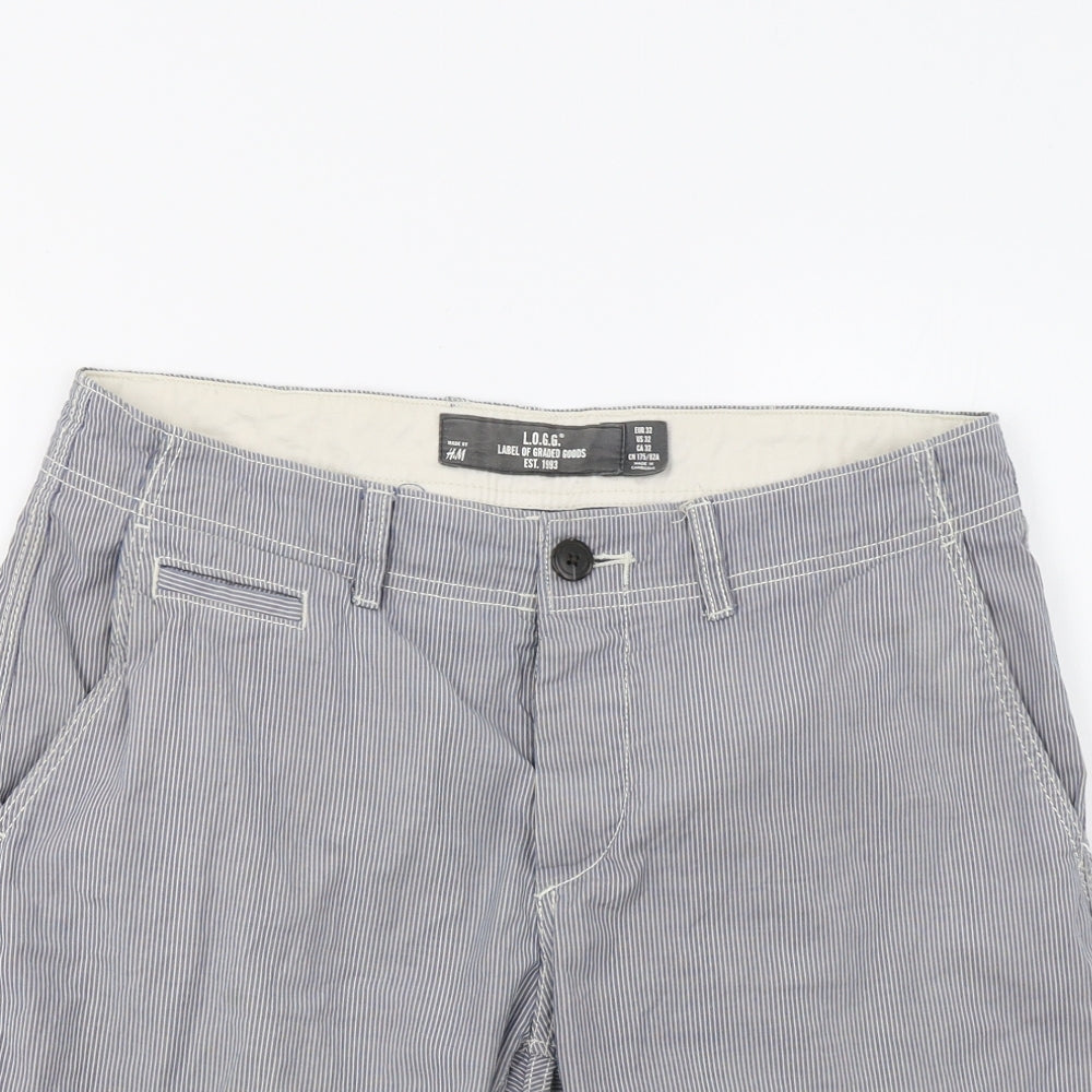 H&M Mens Blue Striped  Chino Shorts Size 32