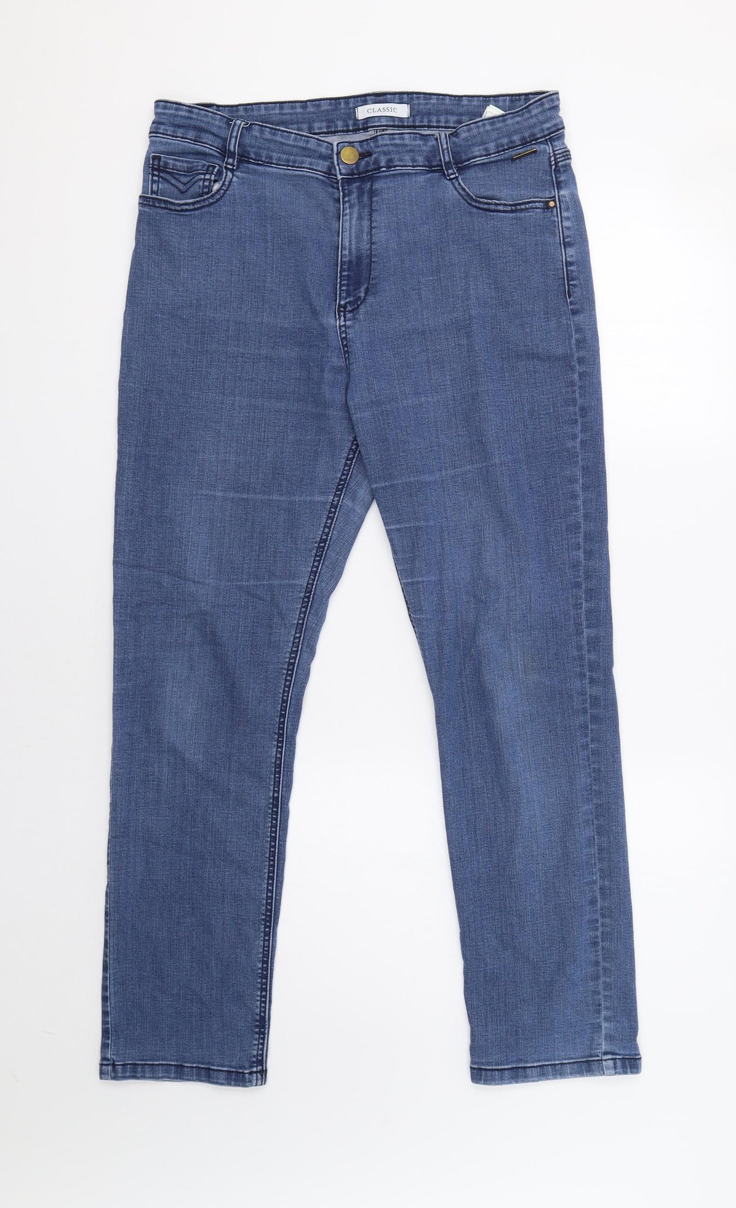 M&S Womens Blue   Straight Jeans Size 14 L29 in
