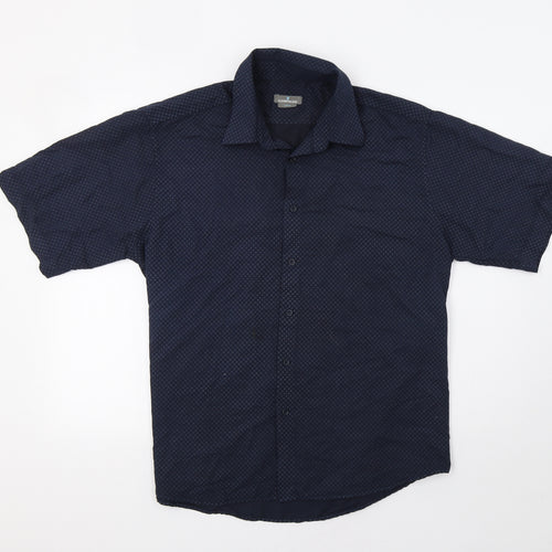 Giorgio Mens Blue Geometric   Button-Up Size L