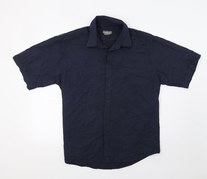 Giorgio Mens Blue Geometric Button-Up Size L