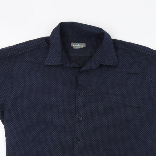 Giorgio Mens Blue Geometric   Button-Up Size L