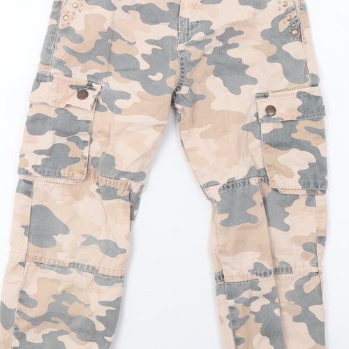 F&F Girls Beige Camouflage  Cargo Trousers Size 7-8 Years