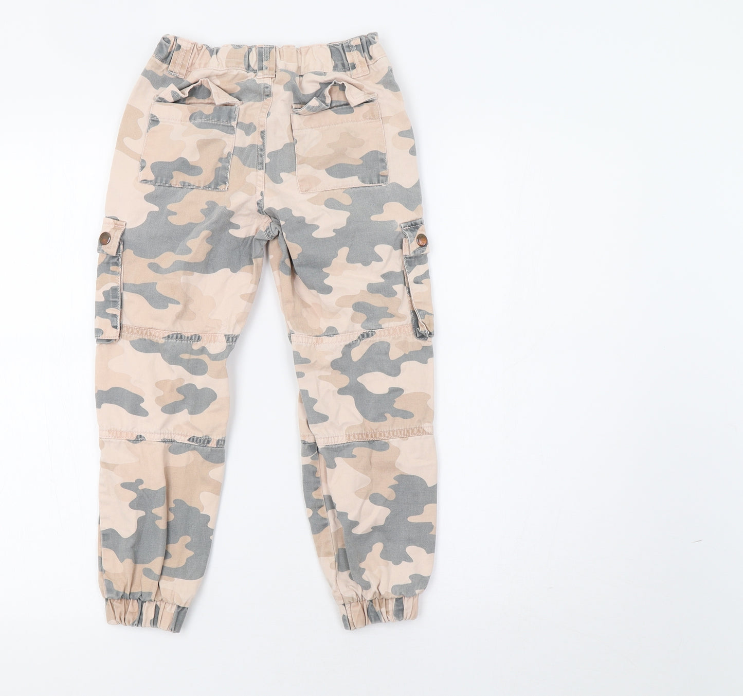 F&F Girls Beige Camouflage  Cargo Trousers Size 7-8 Years