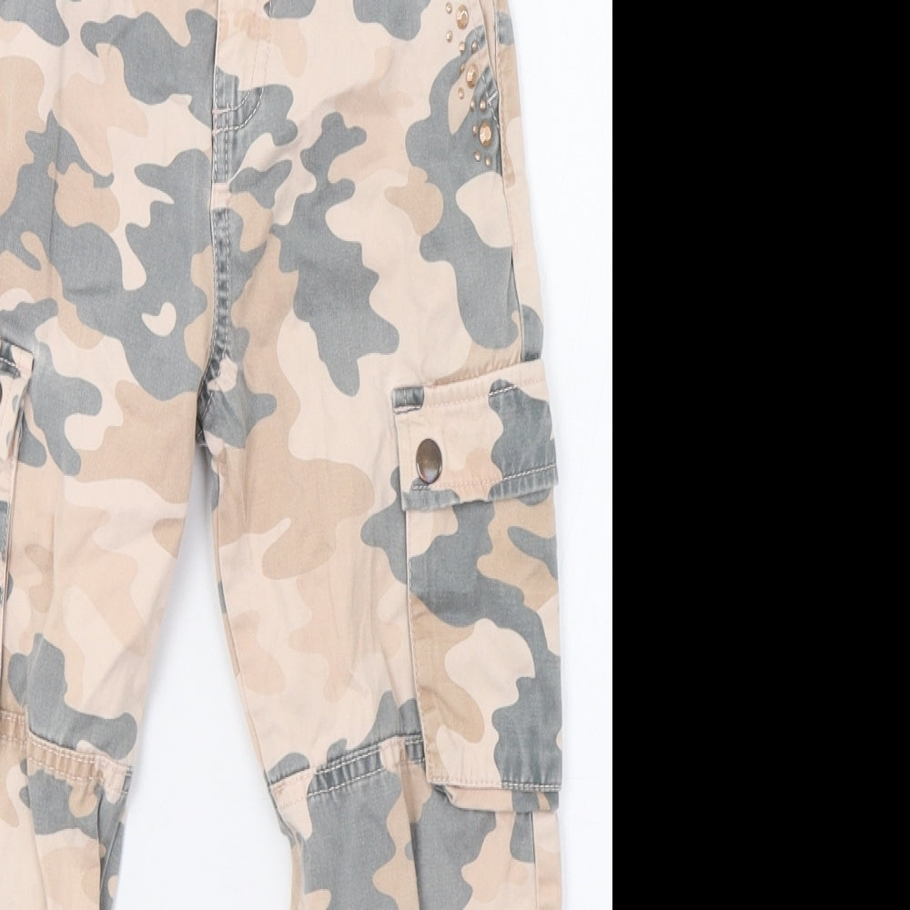 F&F Girls Beige Camouflage  Cargo Trousers Size 7-8 Years