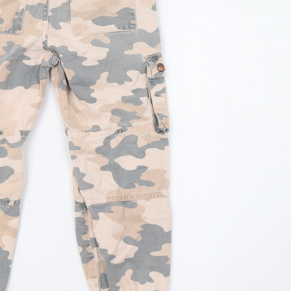 F&F Girls Beige Camouflage  Cargo Trousers Size 7-8 Years