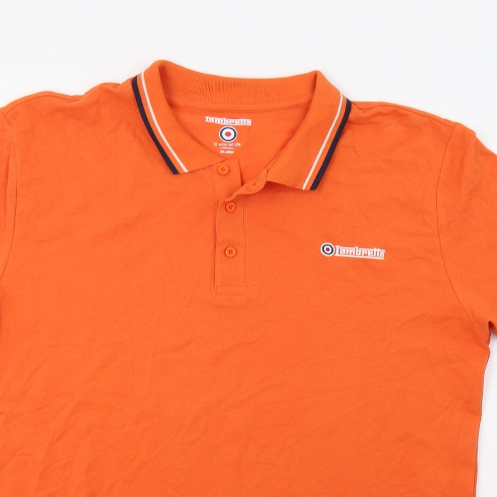 Lambretta Mens Orange    Polo Size 2XL