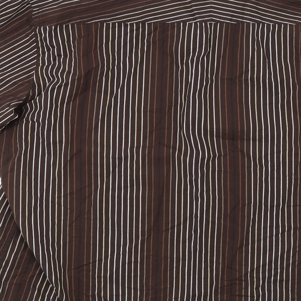 Jeff Banks Mens Brown Striped   Dress Shirt Size L