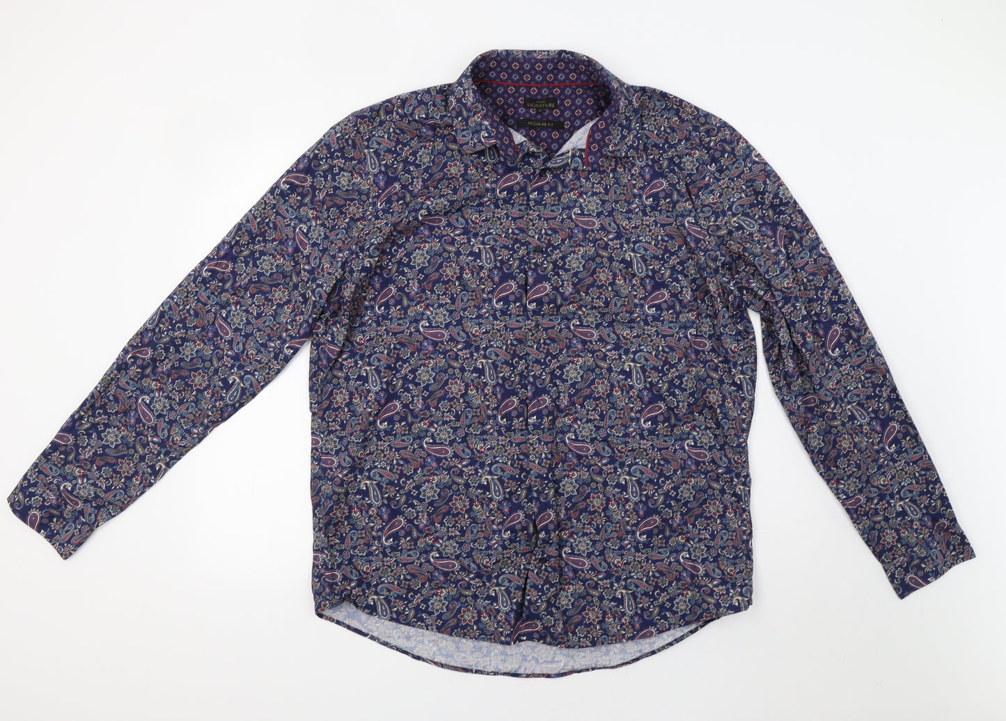NEXT Mens Blue Paisley   Button-Up Size XL