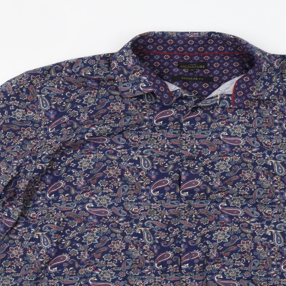 NEXT Mens Blue Paisley   Button-Up Size XL