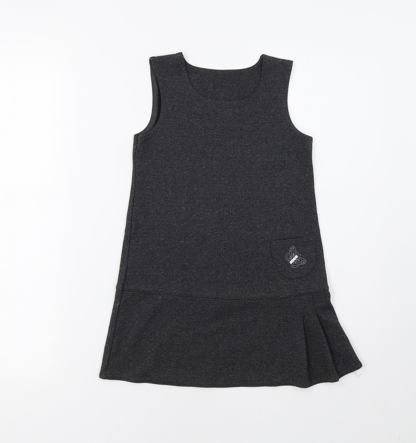 M&S Girls Grey   Pinafore/Dungaree Dress  Size 6 Years