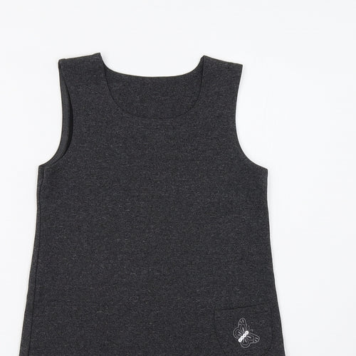 M&S Girls Grey   Pinafore/Dungaree Dress  Size 6 Years