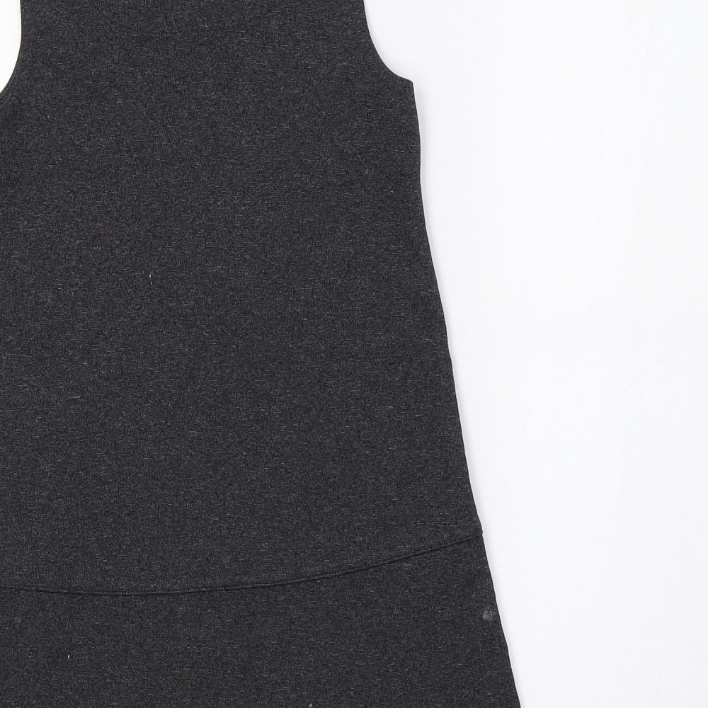 M&S Girls Grey   Pinafore/Dungaree Dress  Size 6 Years