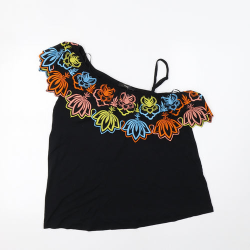 George Womens Black Floral  Basic Blouse Size 12