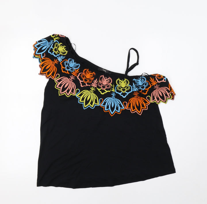 George Womens Black Floral Basic Blouse Size 12
