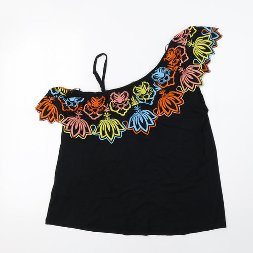 George Womens Black Floral  Basic Blouse Size 12
