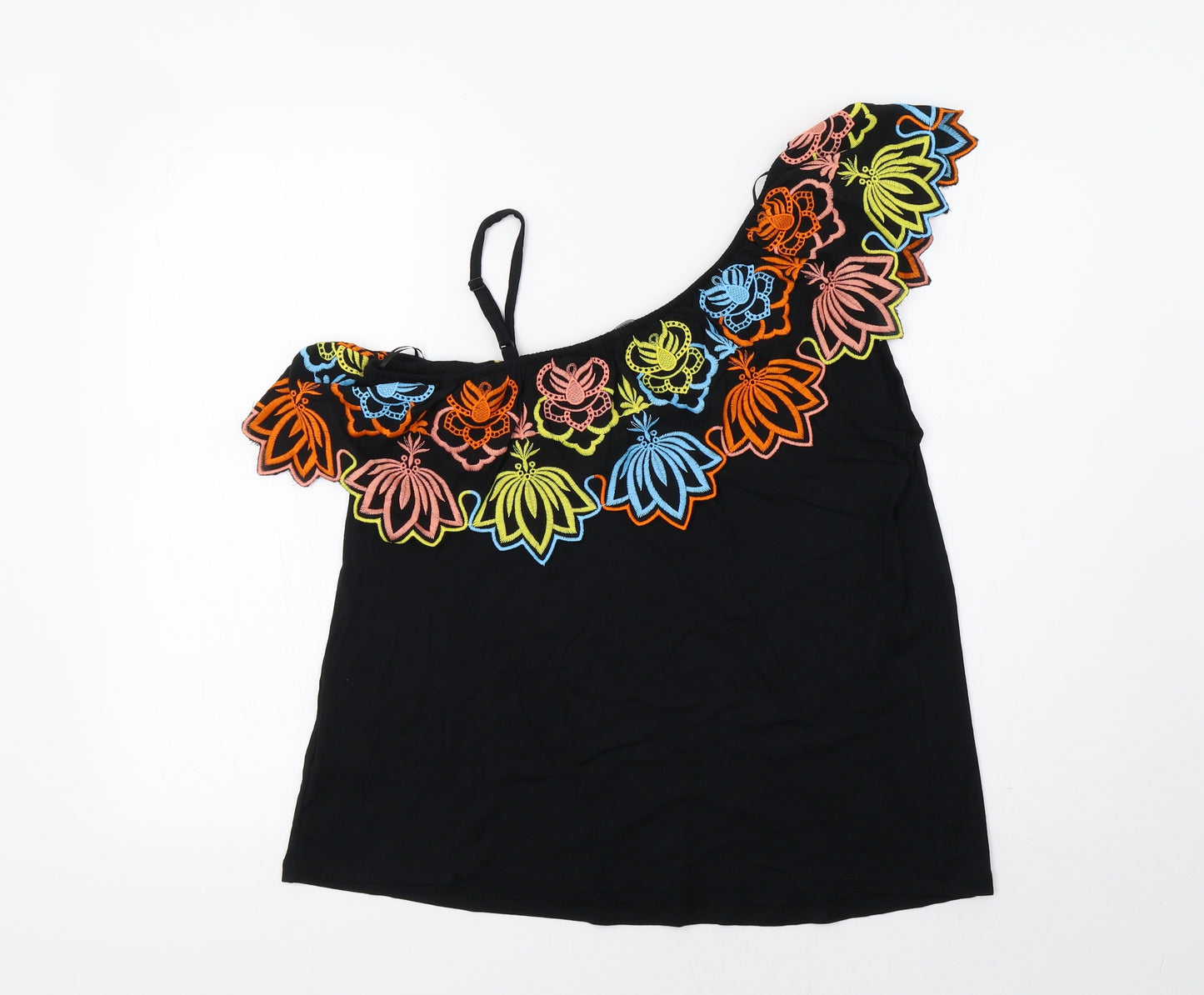 George Womens Black Floral  Basic Blouse Size 12