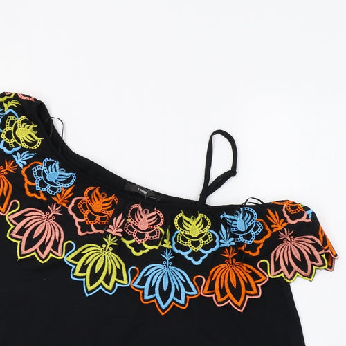 George Womens Black Floral  Basic Blouse Size 12