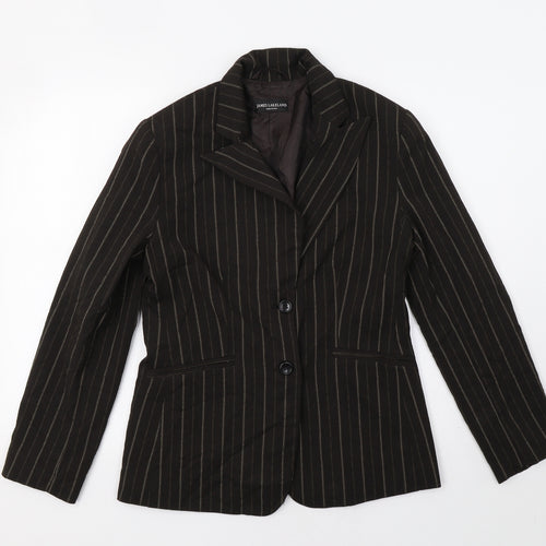 James Lakeland Womens Brown Striped  Jacket Blazer Size M