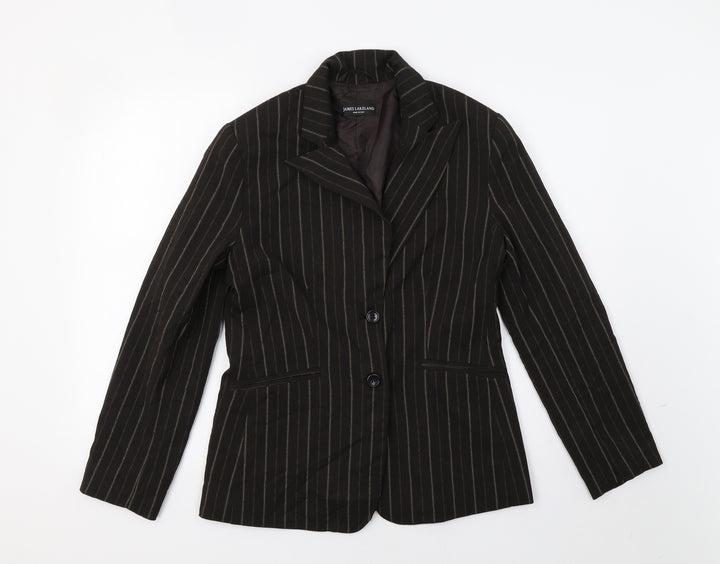 James Lakeland Womens Brown Striped Jacket Blazer Size M