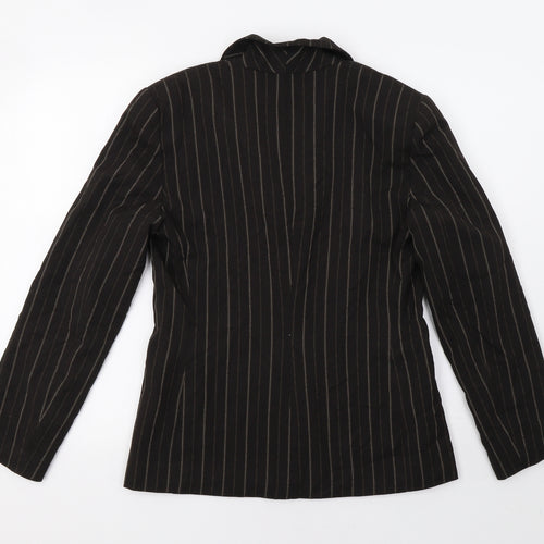 James Lakeland Womens Brown Striped  Jacket Blazer Size M