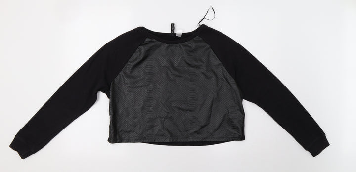 H&M Womens Black Animal Print Pullover Hoodie Size M