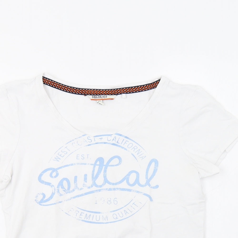 SoulCal&Co Womens White   Basic T-Shirt Size 12