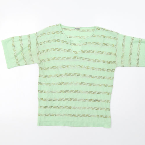Delamare Womens Green Striped  Pullover Jumper Size 12