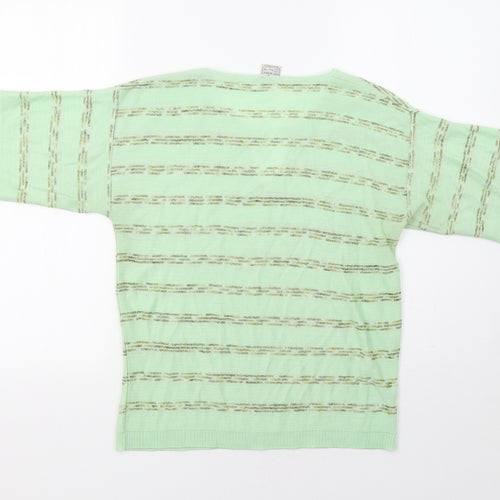 Delamare Womens Green Striped  Pullover Jumper Size 12